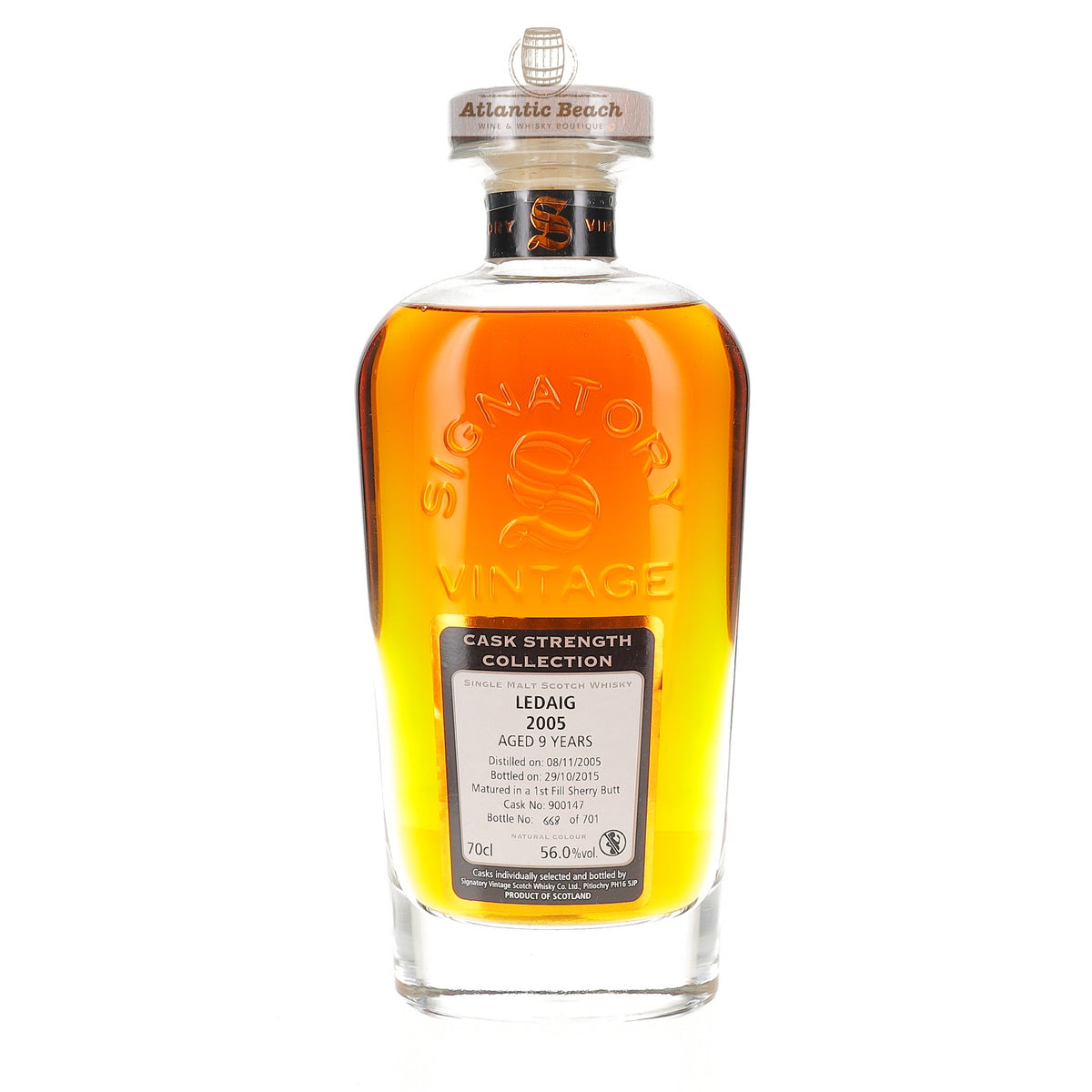 Ledaig 2005 9 yr Cask Strength signatory 56 no metal box