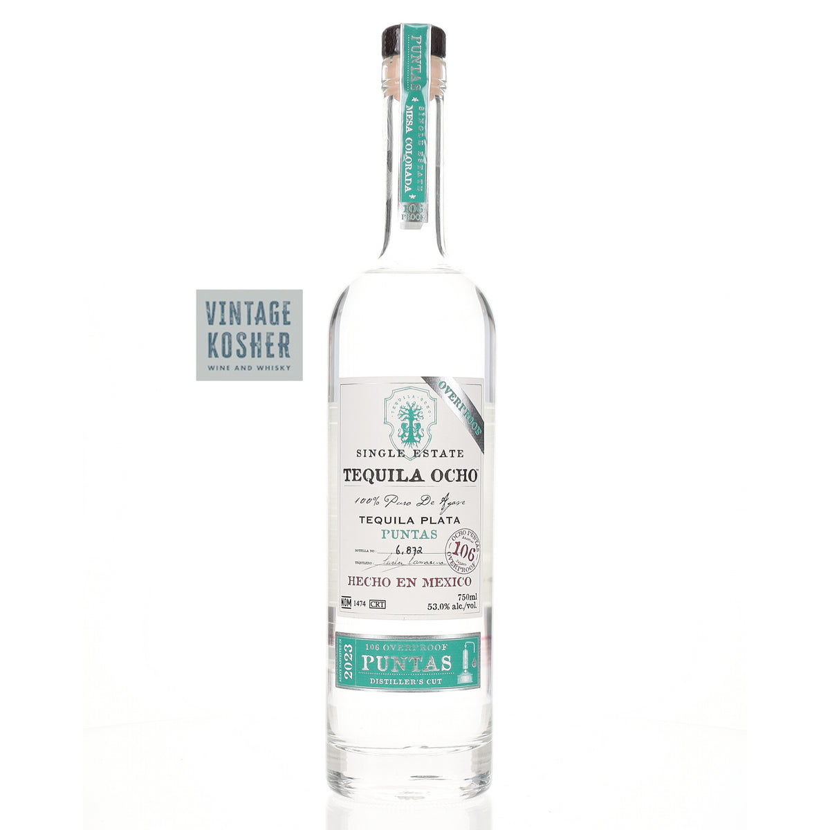 Tequila Ocho Plata Overproof Single Estate Puntas 106 Vintage Kosher