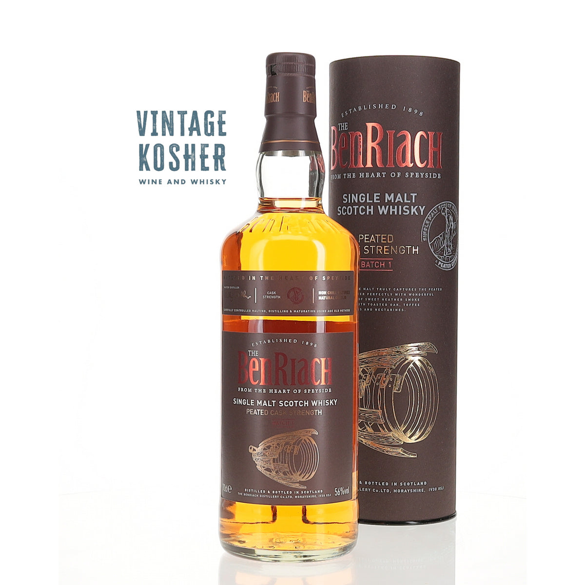 Benriach Cask Strength Batch 1 Peated 56 700ml Single Malt Scotch Whisky