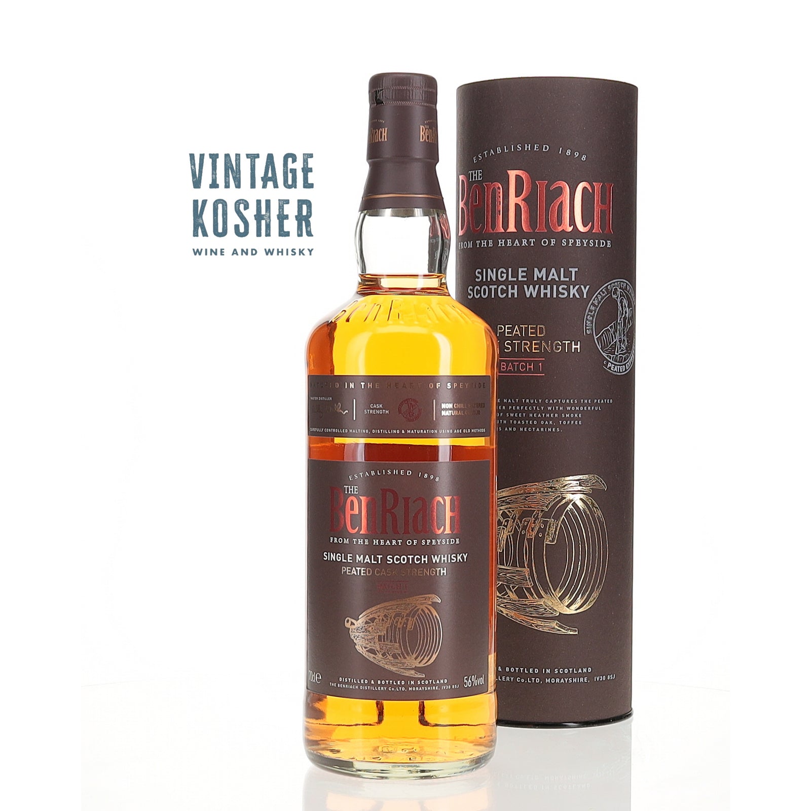 Benriach Cask Strength Batch 1 Peated 56 700ml Single Malt Scotch Whisky