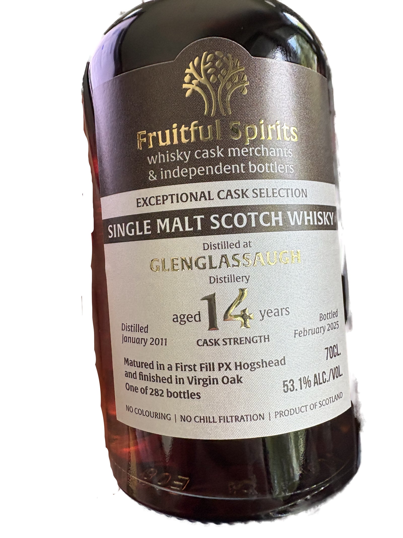 Fruitful Spirits Glenglassaugh 14 yr Cask Strength PX Cask Single Malt Scotch Whisky